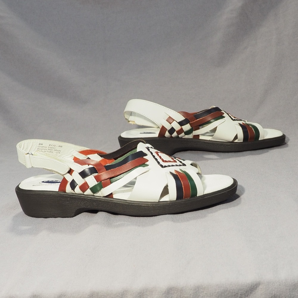 Dr Scholls Sandals Womens 8 White Woven Aztec Slingback Huarache Wedge Flat - Picture 6 of 13